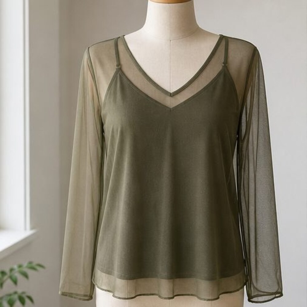 Olive V Neck Top